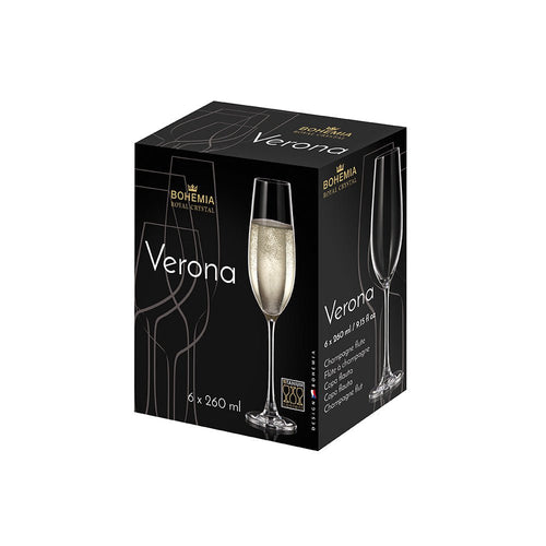 Bohemia Royal Crystal Verona champagneglas 260 ml – 6-pack
