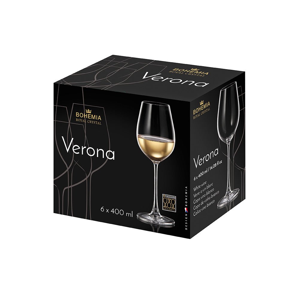 Bohemia Royal Crystsal Verona vitvinsglas 400 ml – 6-pack